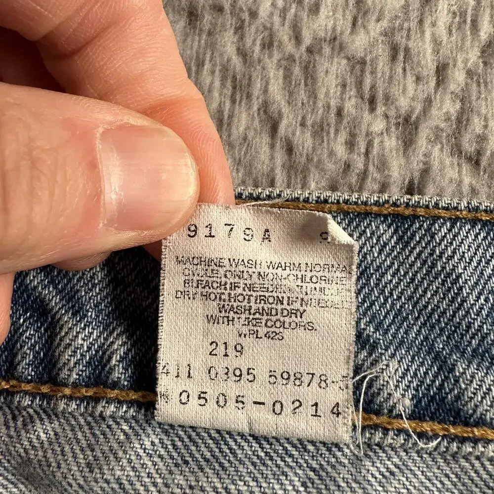 Levis 505 Jeans Mens 36x32(35x32 Fits) Blue Straight Leg Light Wash Orange Tab